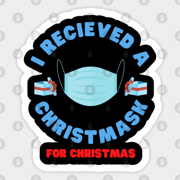 I Received A Christmask For Christmas, Covid 19 Mask, Mask, Christmas Stocking, Xmas Gift, Christmas, Stocking Stuffer, Funny, Stocking Filler, Funny Xmas Gift Idea Sticker by DESIGN SPOTLIGHT